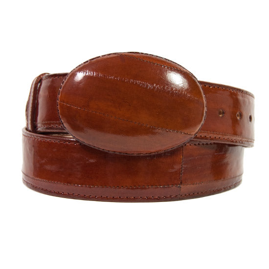 Men's Cognac Original Eel Skin Western Style Hand Crafted Belt main image 1