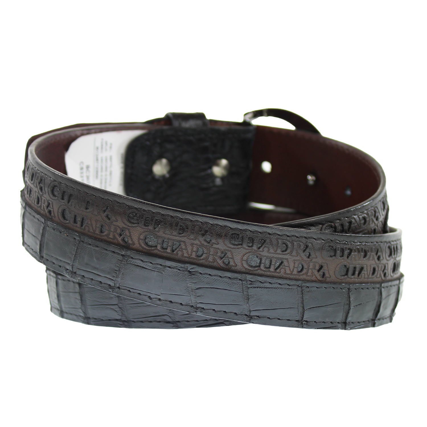 Caito Horseshoe long LTR BELT【Black】 Lucchese Men's Belts - Hornback Caiman - Black - Billy's Western Wear