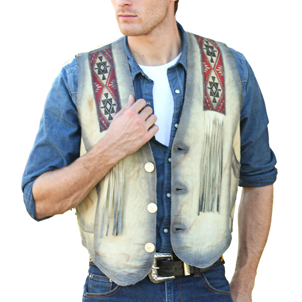 CREAM-INDIANHEAD-PRINT-VEST