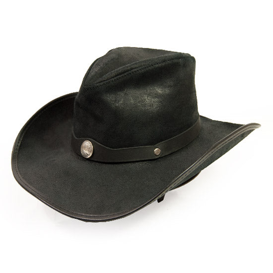 WESTERN-LEATHER-HAT - Black