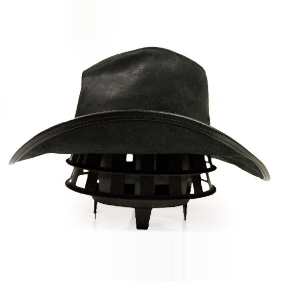 WESTERN-LEATHER-HAT - Black