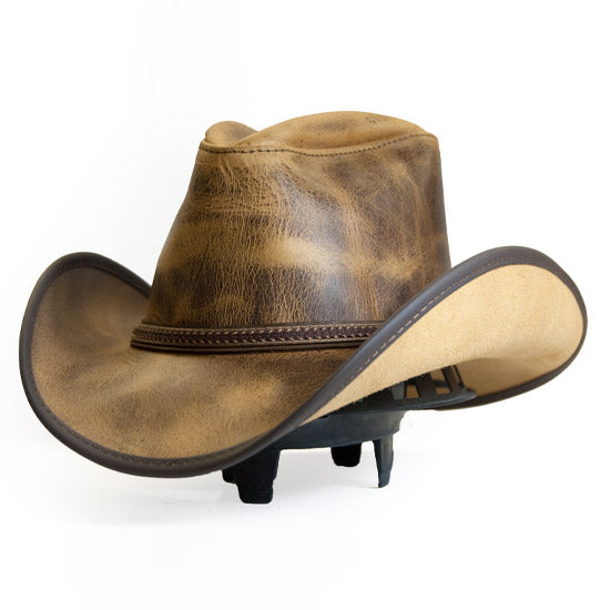 WESTERN-LEATHER-HAT - Brown