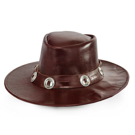 WINE-CONCHO-LEATHER-HAT