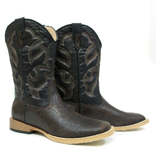 Roper: Alcalas Western Wear Youth Black Distressed Leather Cowboy Boots ...