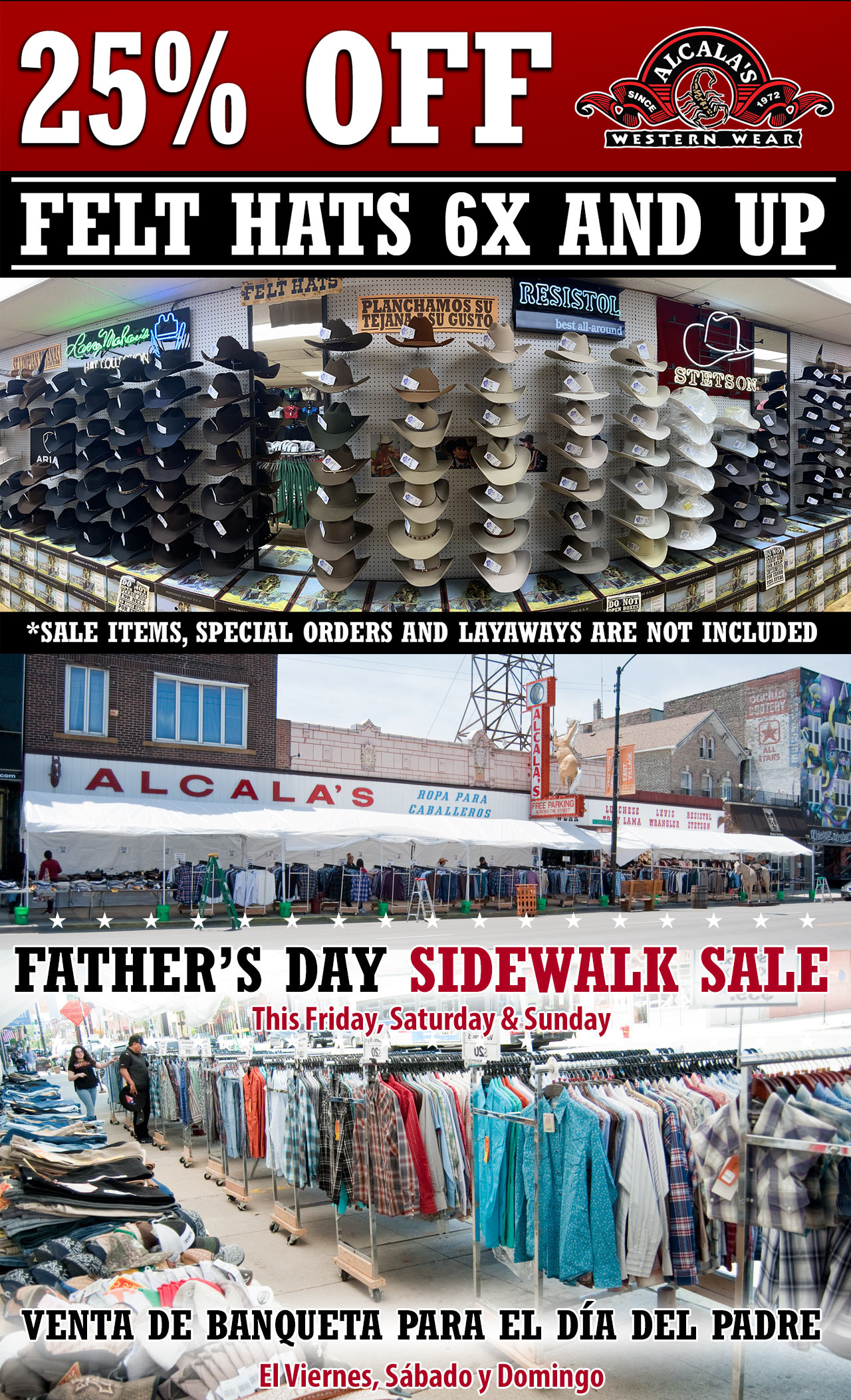 Father's Day Sidewalk Sale - Get 25% off any 6X or higher Felt Hat