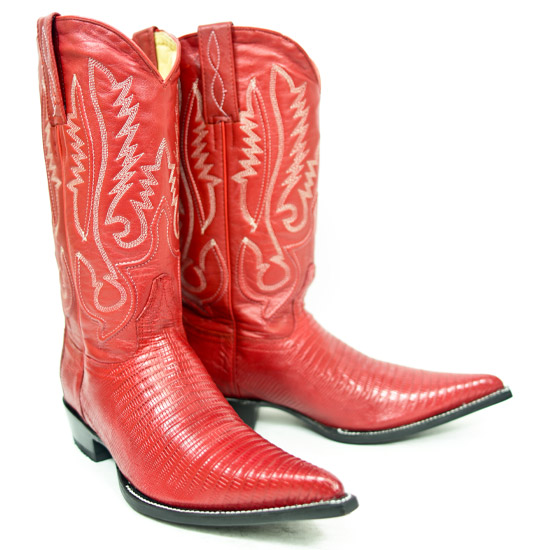 Los Altos: Alcalas Western Wear Men's Red Teju lizard boots • White ...