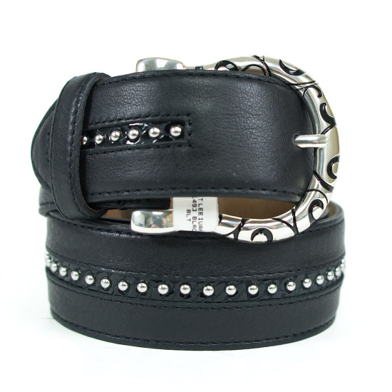 Leegin: Alcalas Western Wear Women's Black Leather Studded Belt • Black ...