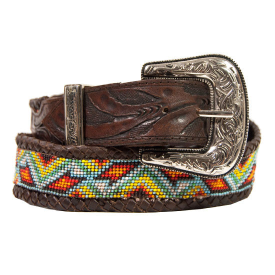 Kobler: Alcalas Western Wear Western Tooled Beaded Belt • Multi Colored ...