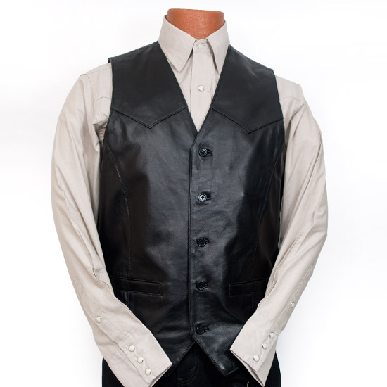 Circle S: Alcalas Western Wear Black leather vest with two front ...