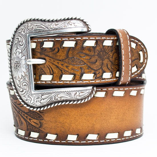 M&F: Alcalas Western Wear ultra cool medium brown belt with tooling ...