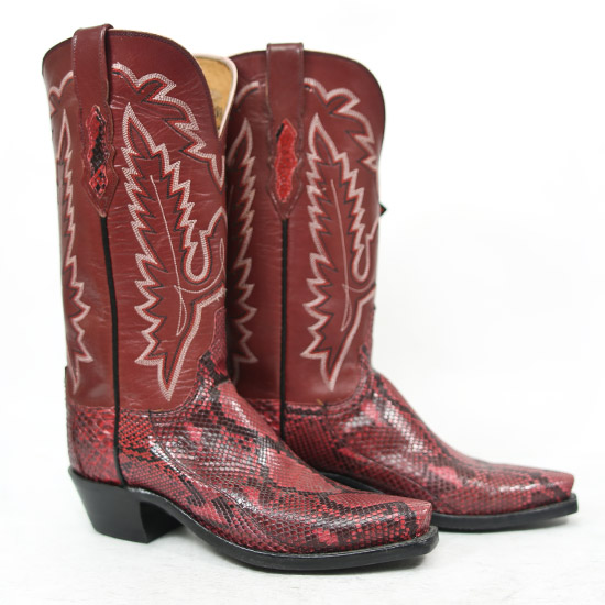 Lucchese: Alcalas Western Wear Women's Red and Black Python Boots ...